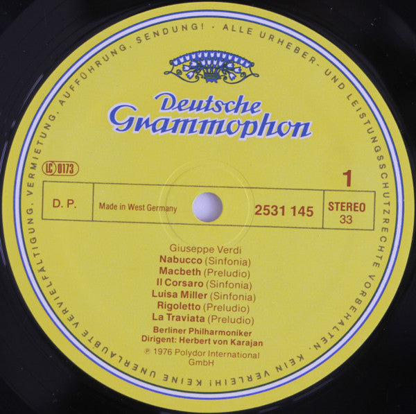 Verdi* - Herbert Von Karajan - Orchestre Philharmonique De Berlin* : Verdi - Ouvertüren (LP, Album)