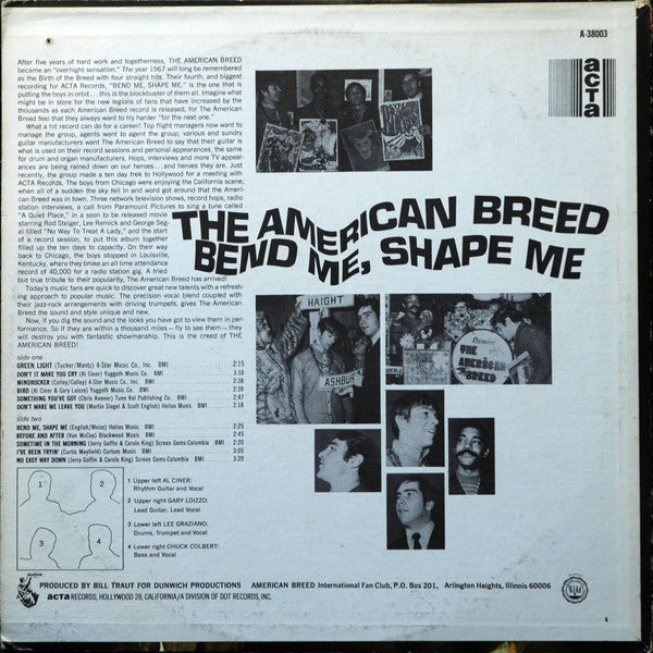 The American Breed : Bend Me, Shape Me (LP, Album, Ind)