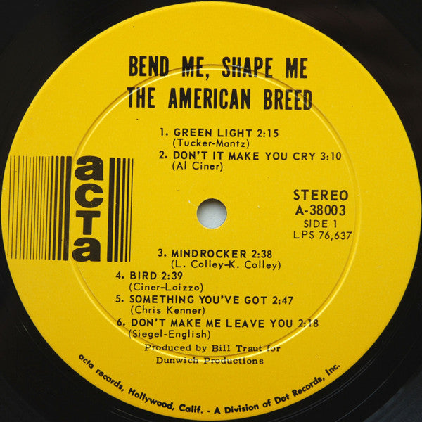 The American Breed : Bend Me, Shape Me (LP, Album, Ind)