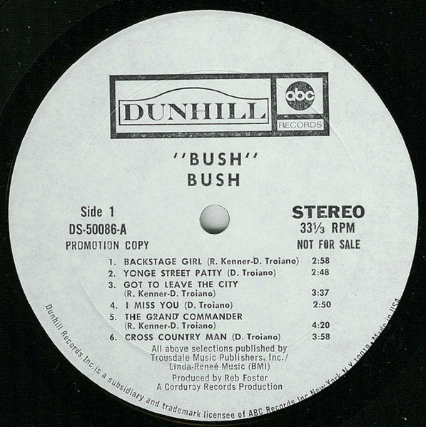 Bush (7) : Bush (LP, Album, Promo)