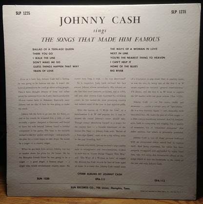 Johnny Cash : Sings The Songs That Made Him Famous (LP, Album, Mono)