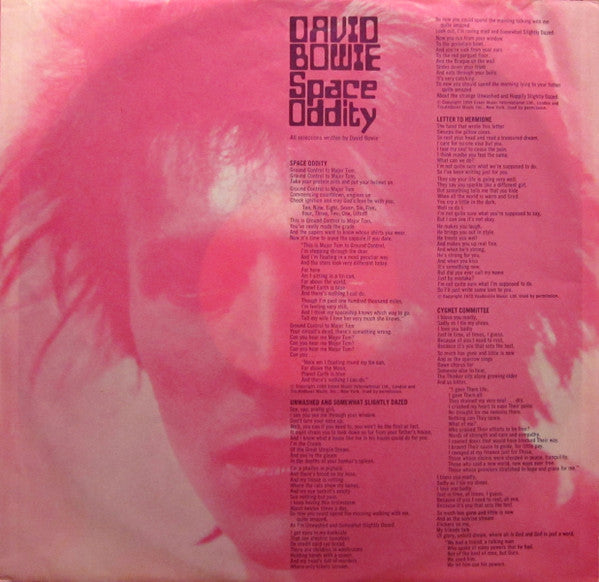 David Bowie : Space Oddity (LP, Album, RE, Ind)