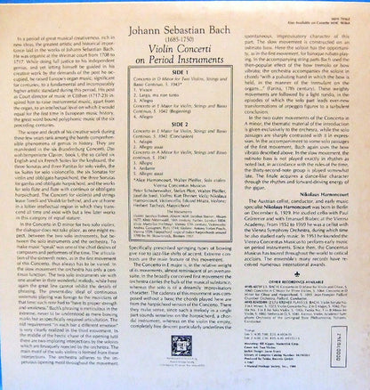 Johann Sebastian Bach - Nikolaus Harnoncourt, Vienna Concentus Musicus* : Violin Concerti On Period Instruments (LP)