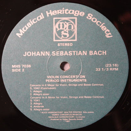 Johann Sebastian Bach - Nikolaus Harnoncourt, Vienna Concentus Musicus* : Violin Concerti On Period Instruments (LP)