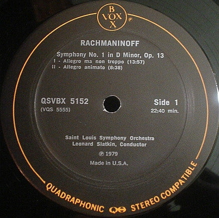 Rachmaninoff*, Saint Louis Symphony Orchestra, Leonard Slatkin : The Three Symphonies (Complete Works For Orchestra Vol. II) (3xLP, Album, Quad + Box)