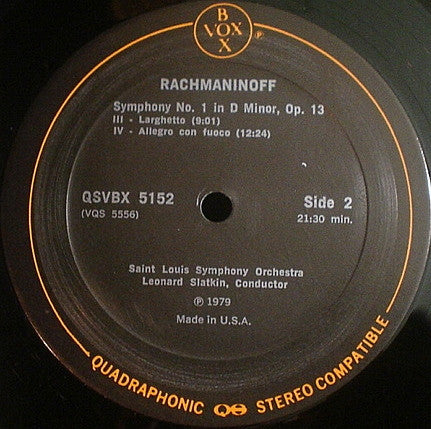 Rachmaninoff*, Saint Louis Symphony Orchestra, Leonard Slatkin : The Three Symphonies (Complete Works For Orchestra Vol. II) (3xLP, Album, Quad + Box)