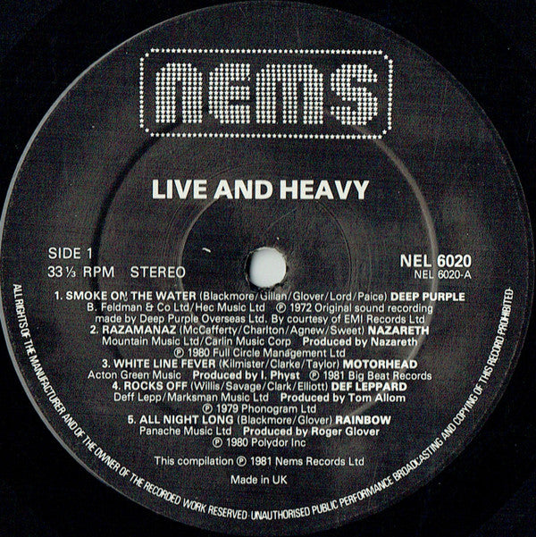 Various : Live And Heavy (LP, Comp)