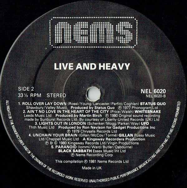 Various : Live And Heavy (LP, Comp)