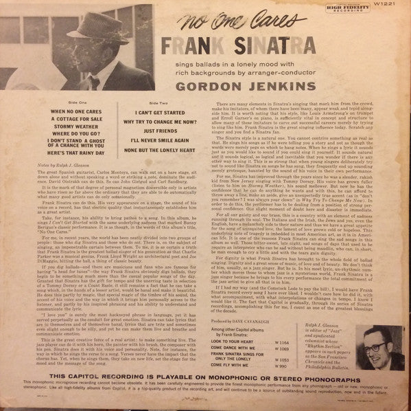 Frank Sinatra : No One Cares (LP, Album, Mono, Ind)