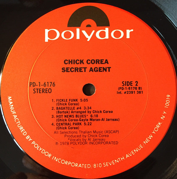 Chick Corea : Secret Agent (LP, Album, CP,)