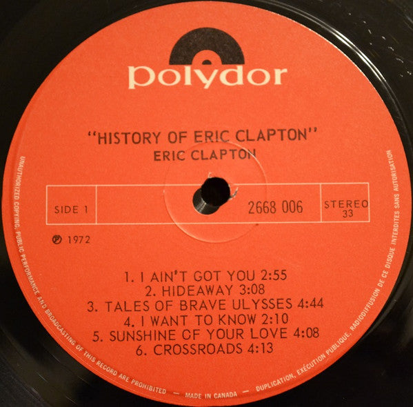 Eric Clapton : History Of Eric Clapton (2xLP, Comp, Gat)