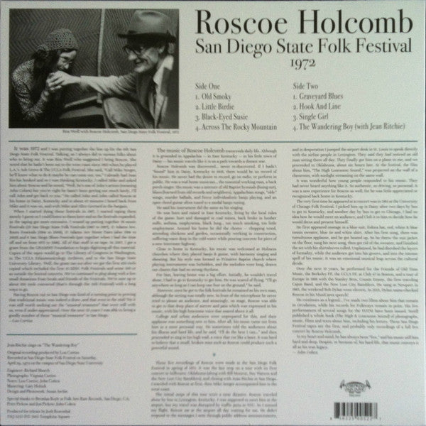 Roscoe Holcomb : San Diego State Folk Festival 1972 (LP)