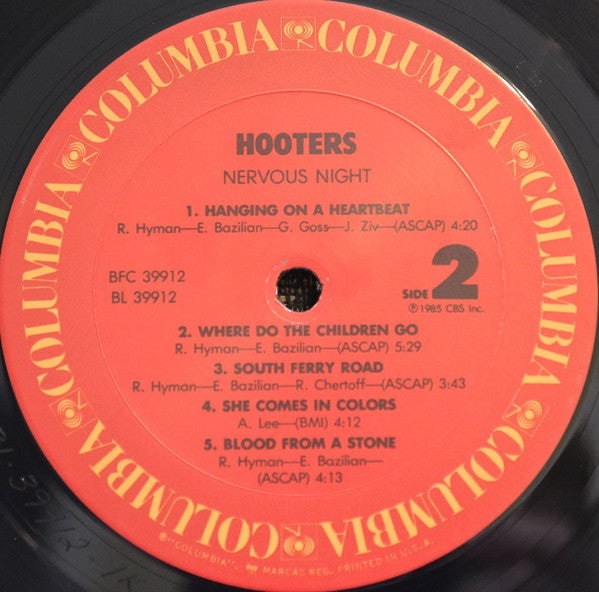 Hooters* : Nervous Night (LP, Album, Pit)