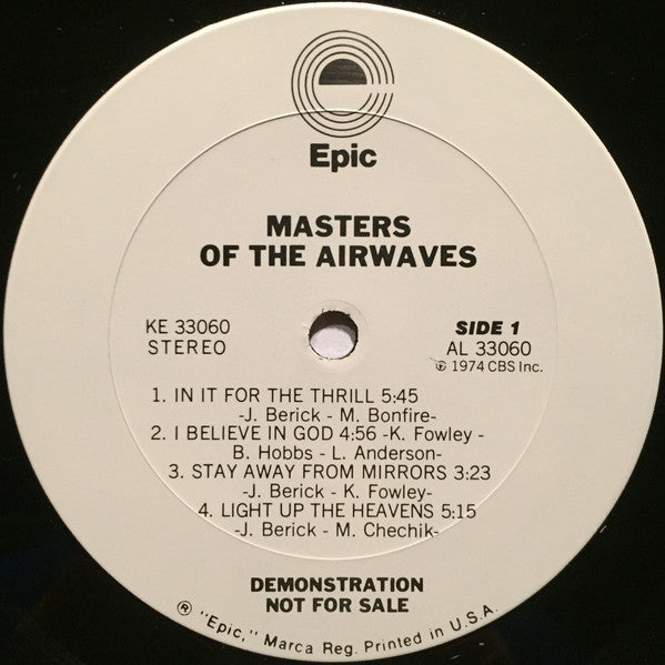 Masters Of The Airwaves : Masters Of The Airwaves (LP, Album, Promo)
