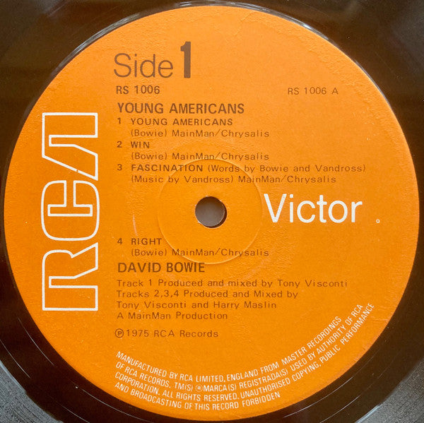 David Bowie : Young Americans (LP, Album, No )
