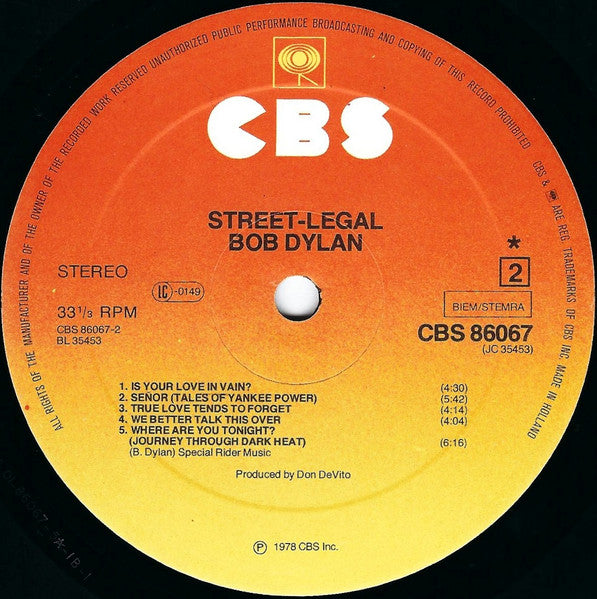 Bob Dylan : Street-Legal (LP, Album)