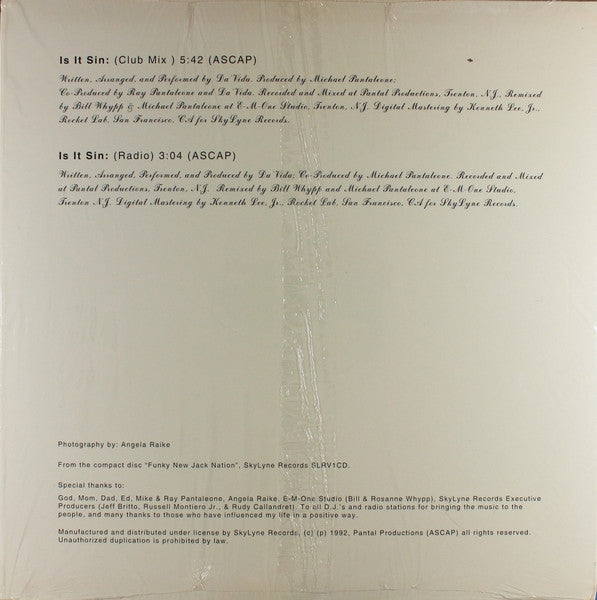 Da'Vida : Is It Sin (12")