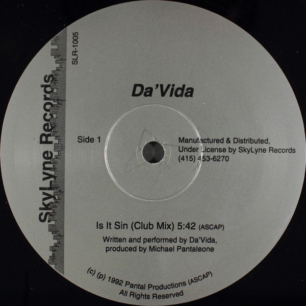 Da'Vida : Is It Sin (12")