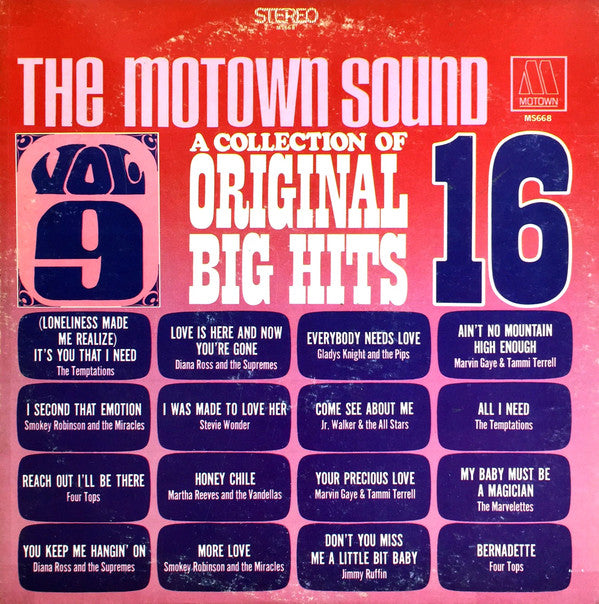 Various : The Motown Sound (A Collection Of 16 Original Hits Vol. 9) (LP, Comp)