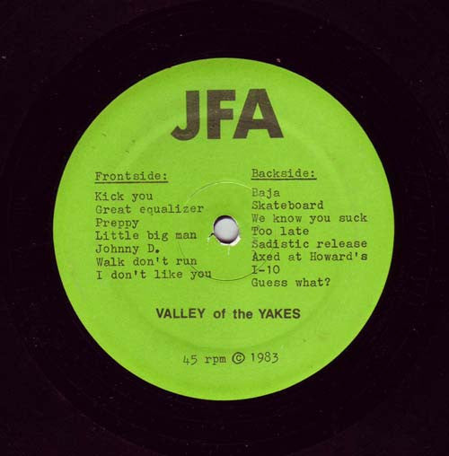 JFA* : Valley Of The Yakes (12", Album, Gre)