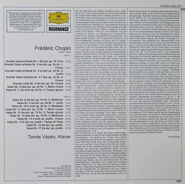 Frédéric Chopin, Tamás Vásáry : 17 Walzer (LP, Album, RE)