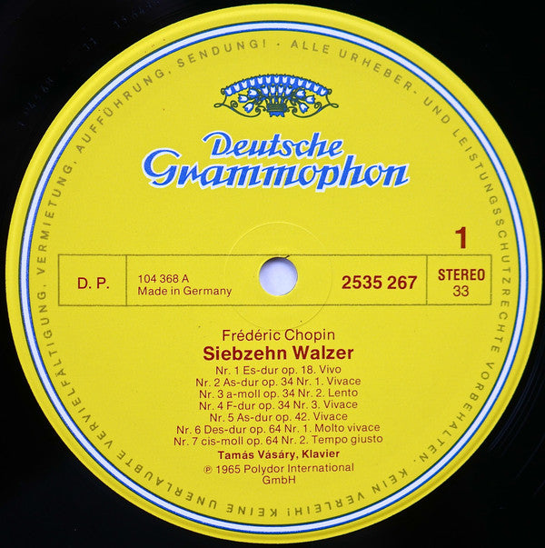 Frédéric Chopin, Tamás Vásáry : 17 Walzer (LP, Album, RE)