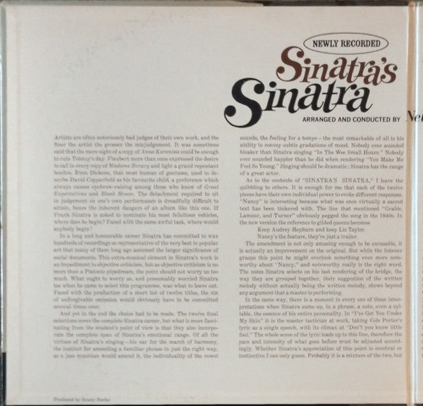 Frank Sinatra : Sinatra's Sinatra (LP, Album, Mono, Gat)