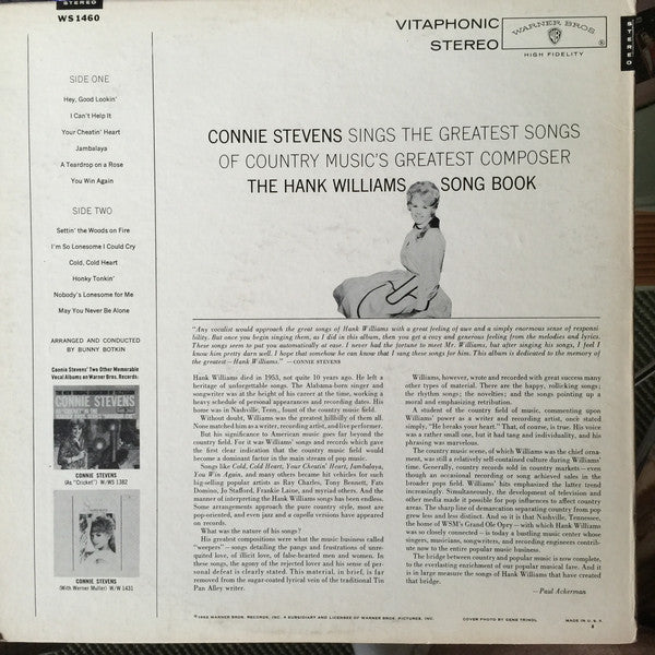 Connie Stevens : The Hank Williams Song Book (LP)