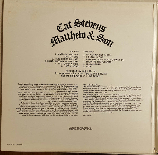Cat Stevens : Matthew & Son / New Masters (2xLP, Comp, Gat)