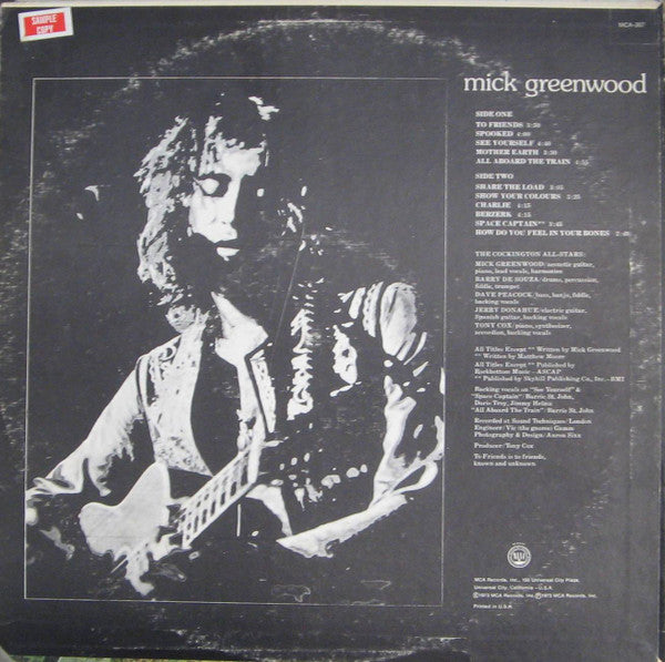 Mick Greenwood (2) : ...To Friends (LP, Glo)