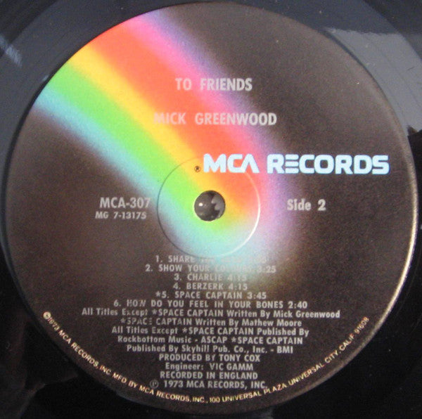 Mick Greenwood (2) : ...To Friends (LP, Glo)