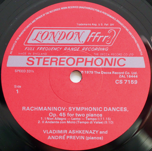 Ashkenazy*, Previn*, Rachmaninov* : Symphonic Dances, Op. 45 · Russian Rhapsody (LP)