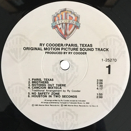 Ry Cooder : Paris, Texas Original Motion Picture Soundtrack (LP, Album, SRC)