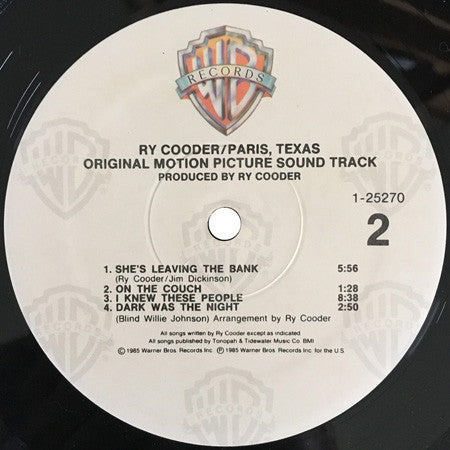 Ry Cooder : Paris, Texas Original Motion Picture Soundtrack (LP, Album, SRC)