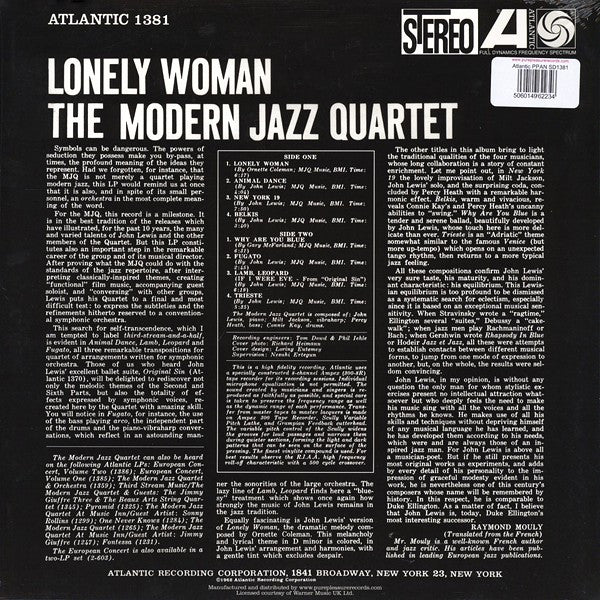 The Modern Jazz Quartet : Lonely Woman (LP, Ltd, RE, RM, 180)