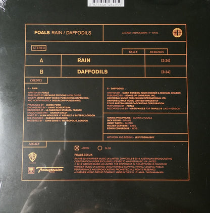 Foals : Rain / Daffodils (7", RSD, Single, Ltd)