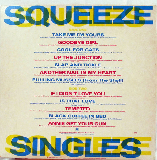 Squeeze (2) : Singles - 45's And Under (LP, Comp, Club, Car)
