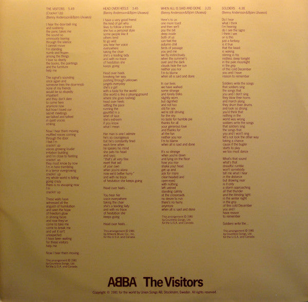 ABBA : The Visitors (LP, Album, SP )