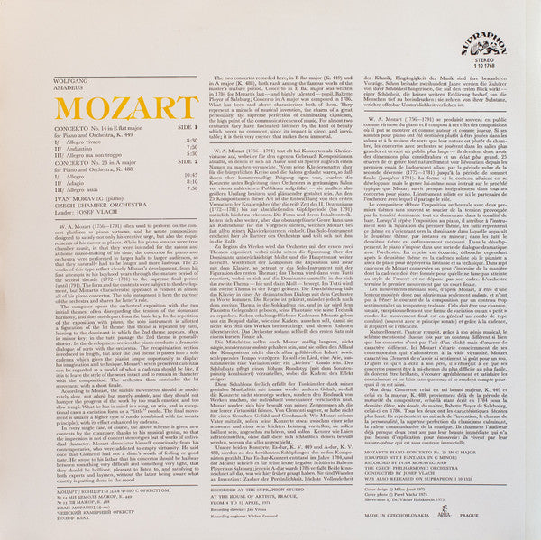 W.A. Mozart* - Ivan Moravec, Czech Chamber Orchestra, Josef Vlach : Piano Concertos (LP)