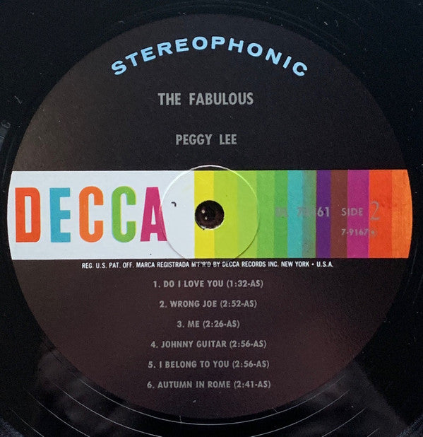 Peggy Lee : The Fabulous Peggy Lee (LP, Album)