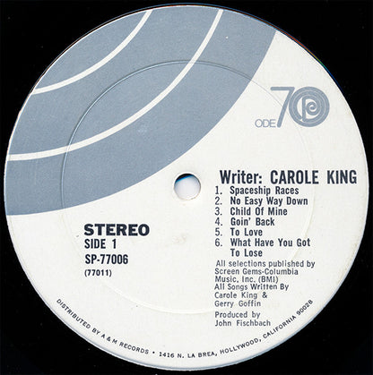 Carole King : Writer: Carole King (LP, Album, Pit)