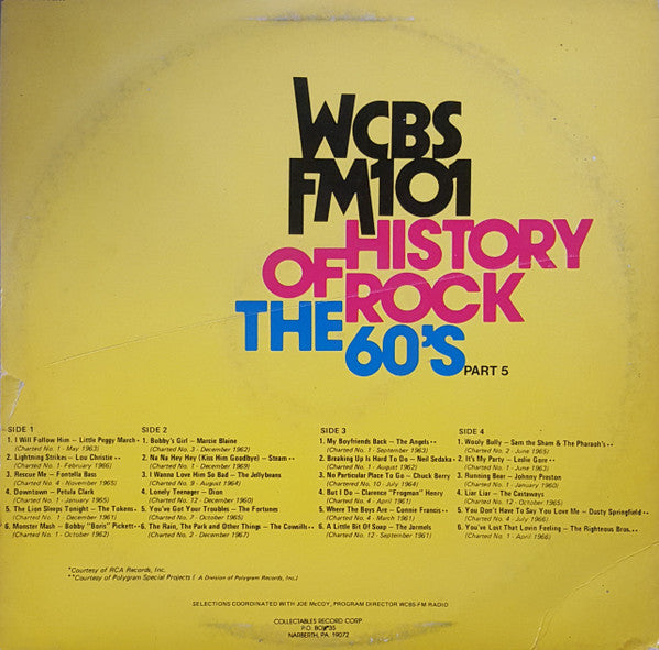 Various : WCBS FM 101 History of Rock The 60's Part 5 (2xLP, Comp)