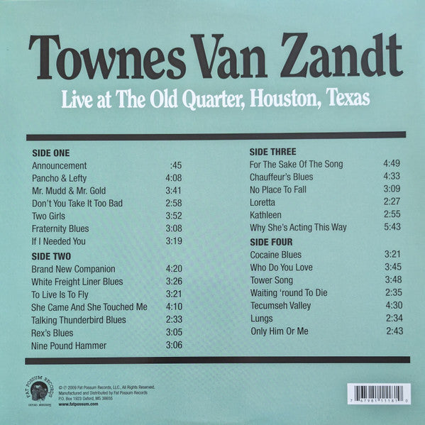 Townes Van Zandt : Live At The Old Quarter, Houston, Texas (2xLP, Album, RE, Gat)