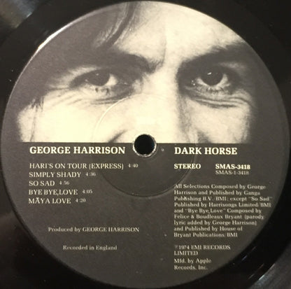 George Harrison : Dark Horse (LP, Album, Bla)