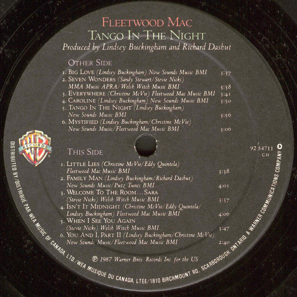 Fleetwood Mac : Tango In The Night (LP, Album, Cin)
