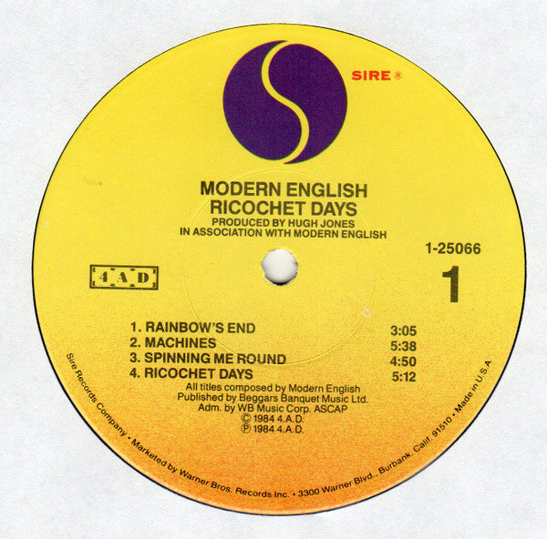 Modern English : Ricochet Days (LP, Album, Win)