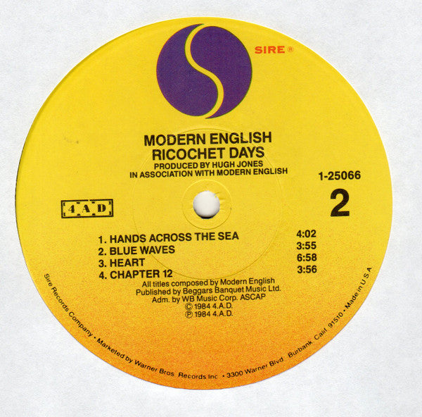 Modern English : Ricochet Days (LP, Album, Win)