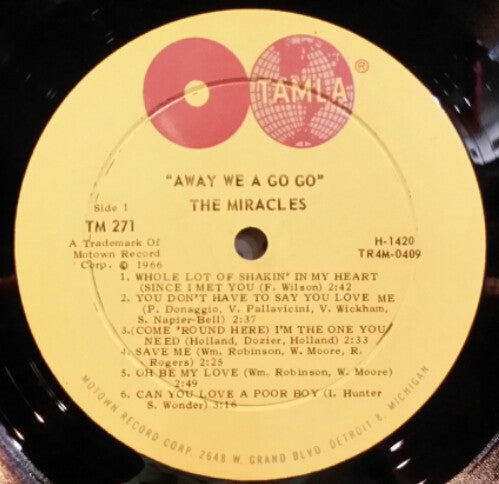 Smokey Robinson & The Miracles* : Away We A Go-Go (LP, Album, Mono)