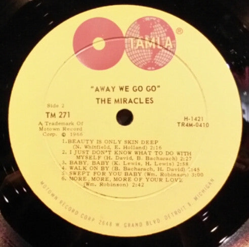 Smokey Robinson & The Miracles* : Away We A Go-Go (LP, Album, Mono)