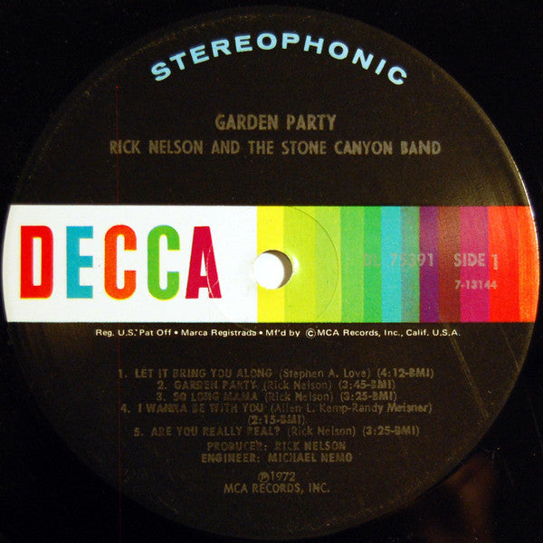 Rick Nelson & The Stone Canyon Band : Garden Party (LP, Album, Gat)